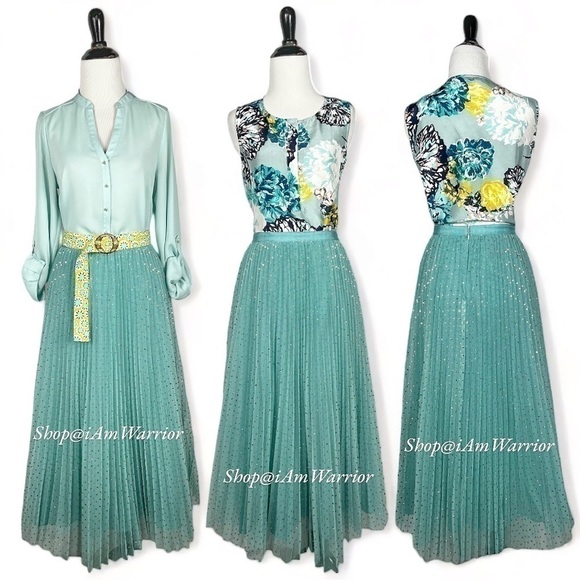 J.Crew Tiffany blue/aqua pleated tulle skirt with glittery dots *shop@iamwarrior - Picture 3 of 12